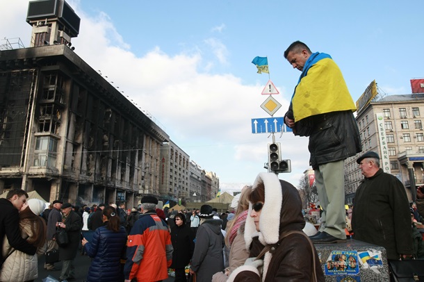 Утро 24 февраля в центре Киева. Визит Кэтрин Эштон