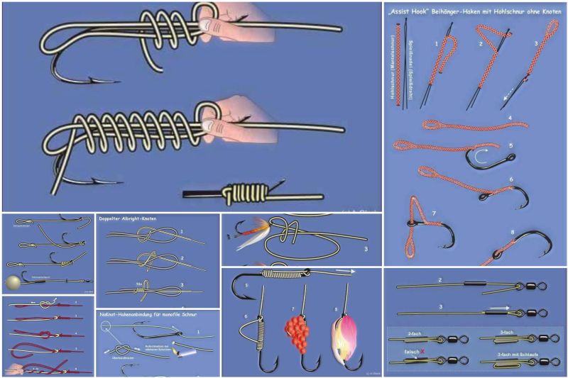 Способы привязать крючок к леске