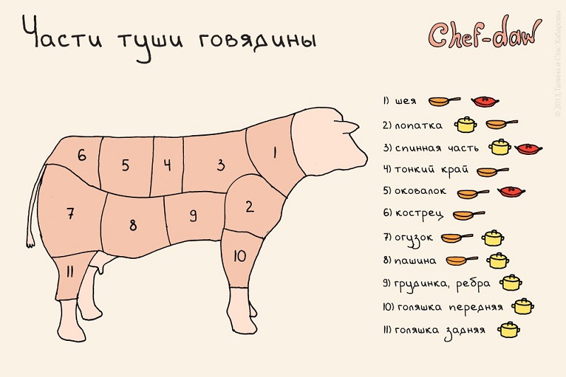 Части туши говядины - Кулинарные советы в картинках Части туши говядины - Кулинарные советы в картинках