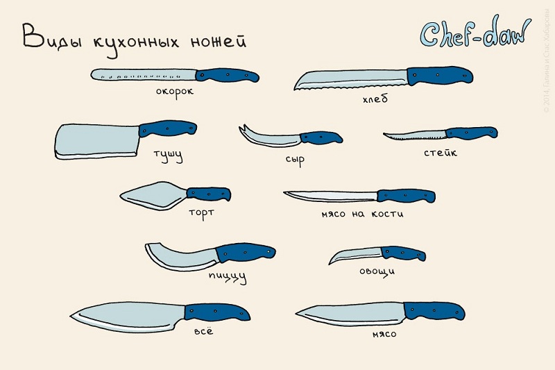 Виды кухонных ножей - Кулинарные советы в картинках Виды кухонных ножей - Кулинарные советы в картинках