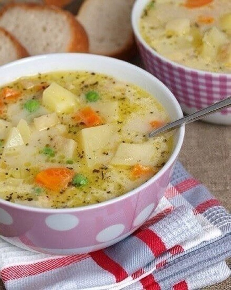 Молочный суп с овощами - Полезные супы