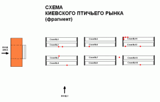 Расположение столов Киевском Птичем рыноке