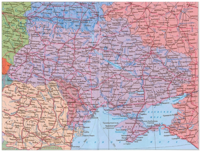 Карта автомобильных дорог Украины 2950x2230