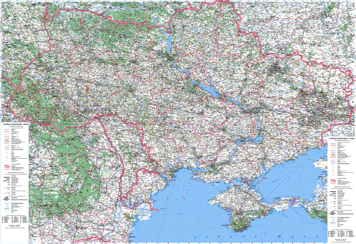 Атлас автомобильных дорог Украины 6470x4440 1:1000000