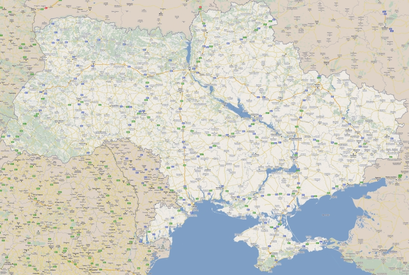 Большая карта автомобильных дорог Украины с городами на английском 3310x2229